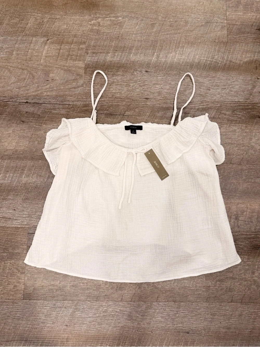 J.Crew NWT White Ruffle Soft Gauze Camisole Tank Top Size M Cottagecore Coastal
